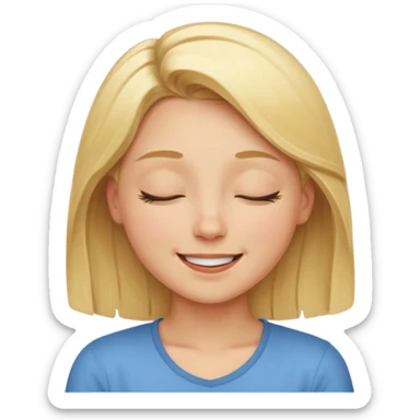 Happy blonde girl with eyes closed sticker