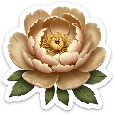beige peony flower sticker