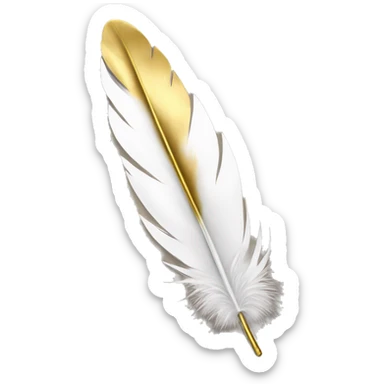 White feather with gold top tip sticker