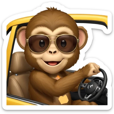 a monkey driving a car
 sticker