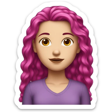 White girl with medium long magenta hair  sticker