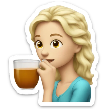 Blonde girl sipping tea sticker