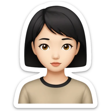 Asian pretty girl with black color short hair sticker