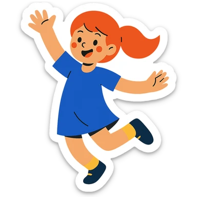 red-haired girl in a playful pose, jumping or dancing sticker