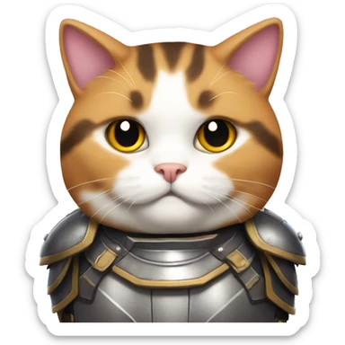 Fat calico cat with armor  sticker