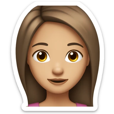 Tail girl with brown straight hair, brown eyes, straight and long beautiful face, looking straight to the camera sticker