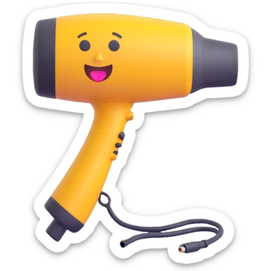 a blow dryer in a 3D emoji style sticker