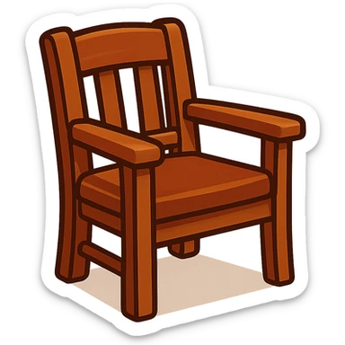 wooden chair, chocolate color, cozy and inviting, vibrant toon style sticker
