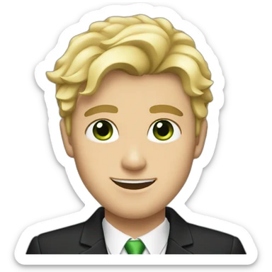 Pretty blonde guy with green eyes wearing a black suit sticker