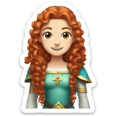 a white girl with long red curly hair and freckles, cosplaying Princess Zelda posing and smiling sticker