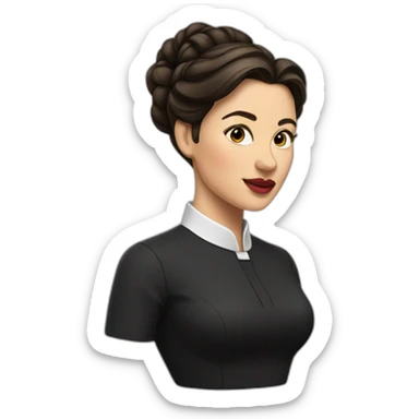 Brunette woman with hair up, clerical painted lips. sticker