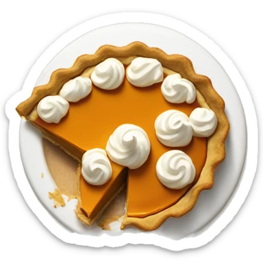 Slice of pumpkin pie with too much whipped cream on it sticker