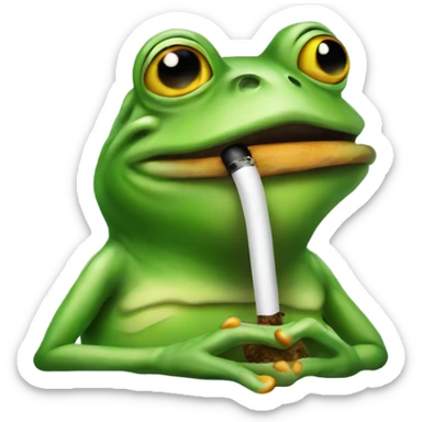 Frog smoking a cigarette sticker
