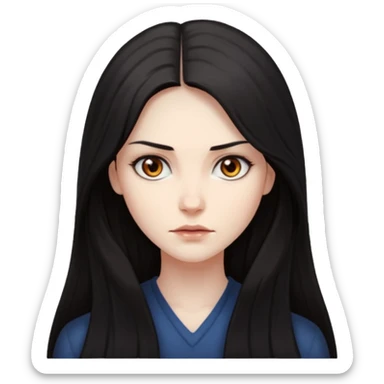 Mysterious, intense stare, hard to read but magnetic. woman long hair
more dinamic emoji  sticker