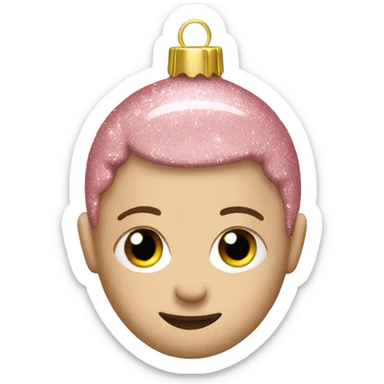 Light pink glitter Christmas ornament  sticker