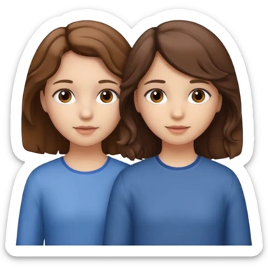 A girl with brown slightly curly hair white skin with her sistre same as her but with straight hair  sticker