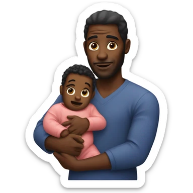 black man holding a baby covered in ketchup sticker