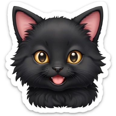 Cute Black kitten that says 'No'  sticker