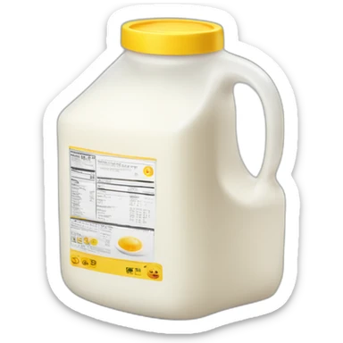 gallon milk jug halfway with yellow liquid sticker