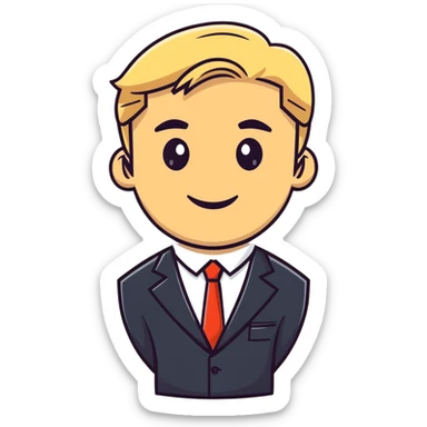 Oleg Tinkov, smiling, blond hair, wearing a business suit sticker