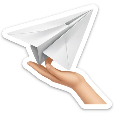 hand throwing a paper airplane, fun and dynamic sticker
