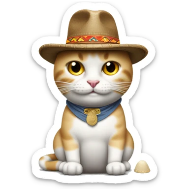 gato gordo con cara de tonto con un sombrero de copa y una espatula en su mano parado como en 2 patas sticker