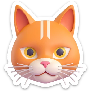 3D emoji style cat head only with neutral face inspired by Ethereum logo for a crypto project sticker