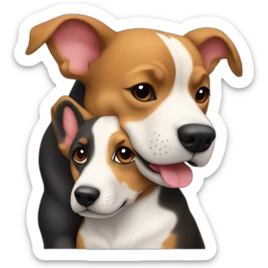 Dark Pitbull and Pembroke Welsh Corgi Hugging sticker