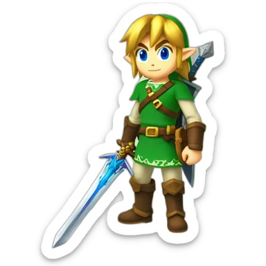 All body of Link of Zelda Totk with master sword in hand sticker