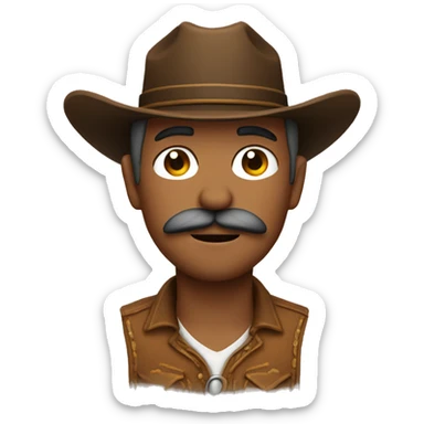 Cowboy with a mustache and eyes closed sticker