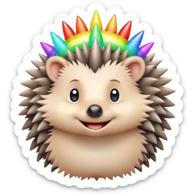 Hedgehog with cloud-like spikes and rainbow halo sticker
