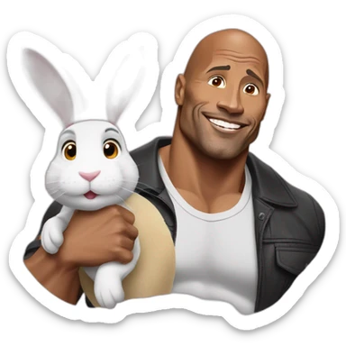 Dwayne Johnson and rabbit sticker