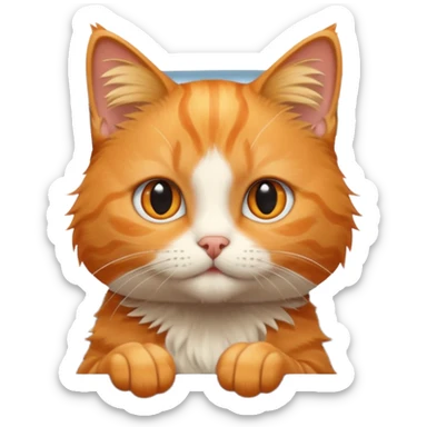 cat peeking out of a car window, emoji style sticker