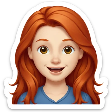 Excited long haired redhead winking sticker