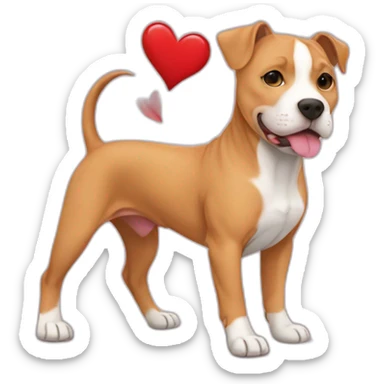 Cute light brown Pitbull wth a heart sticker