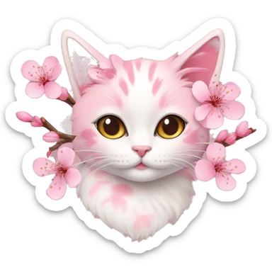 Cherry blossom cat sticker