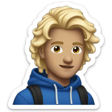 Strong guy with a black puma hoodie And blue shorts And blonde hair sticker