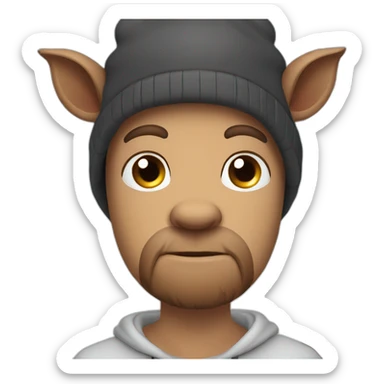 fullface wild brown boar tired of life with stubble with a winter hat black color sticker