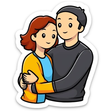 couple hugging romantically sticker
