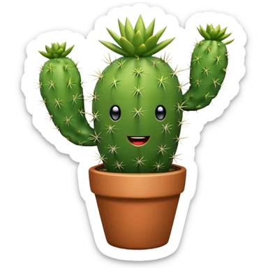 Happy sparkle Cactus in a pot  sticker