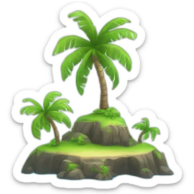 island-with-palm-tree-by-bright-blue-water-sunny sticker