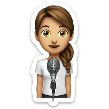 girl-with-brown-straight-hair-brown-eyes-holding microphone white shirt sticker