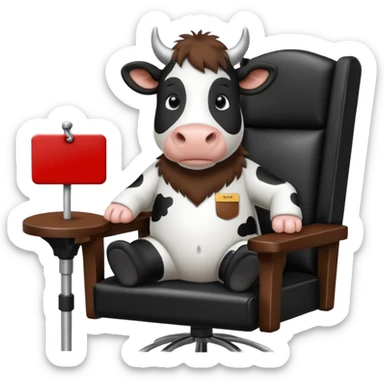 friesan cow sitting in a director's chair sticker