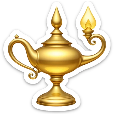 A hyperrealistic simple gold Magic lamp sticker