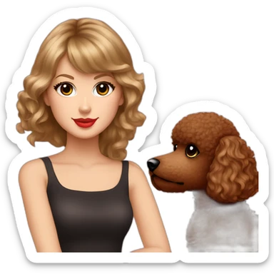 Taylor swift and a dark brown toy poodle sticker