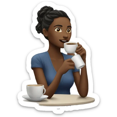 WOMAN dRINKING COFFEE AT MY PATIO sticker