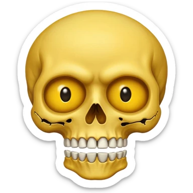 half face very hungry emoji, another half angry skull skeleton sticker