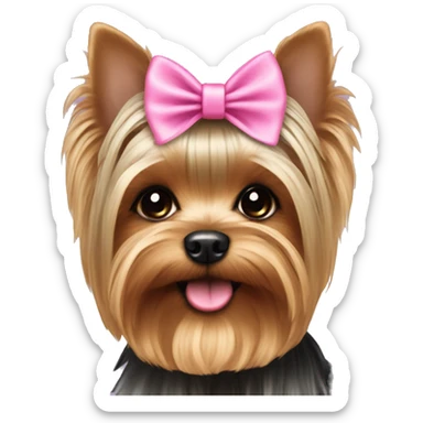 Cute yorkie with a pink bow sticker
