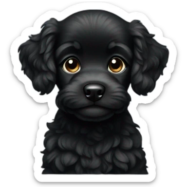 Caniche black puppy sticker