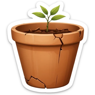 broken empty flower pot with out emojis sticker